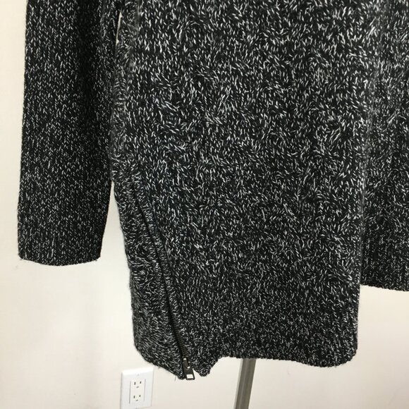 ATHLETA Black White Specks Wool & Cashmere Knit Zip Asymmetric Hem Sweater - Picture 8 of 9